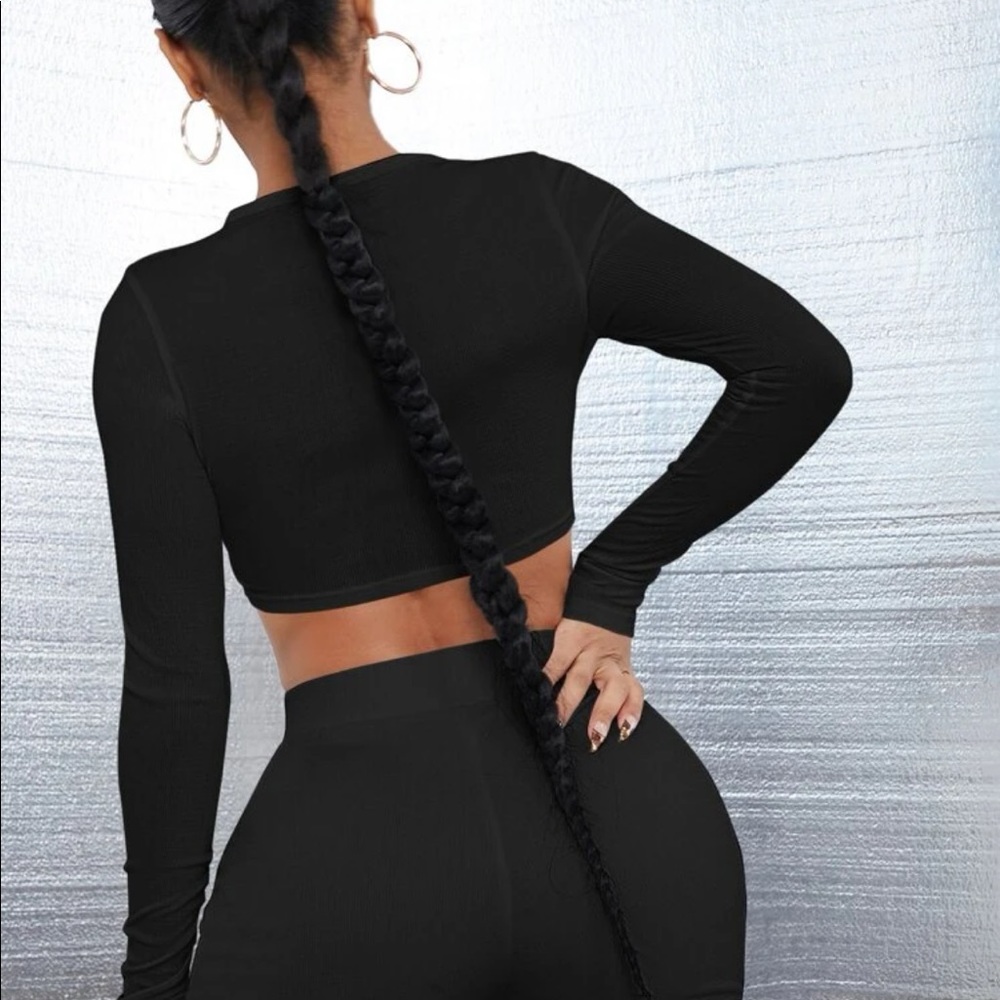 Black long sleeve shorts set